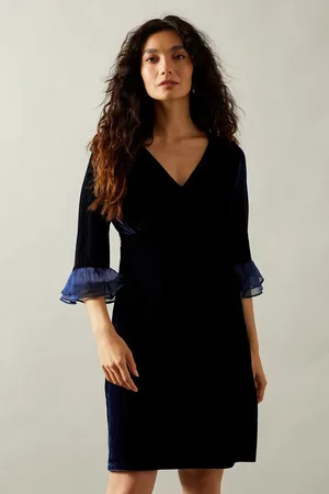 wallis Occasion Velvet Pleated Cuff Mini Dress