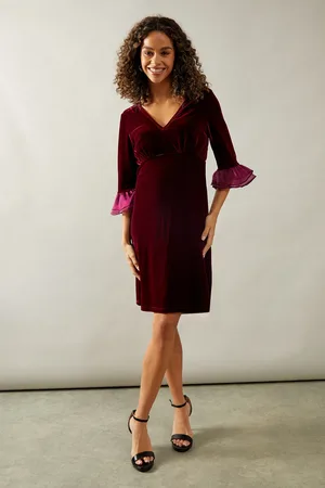 wallis Occasion Velvet Pleated Cuff Mini Dress