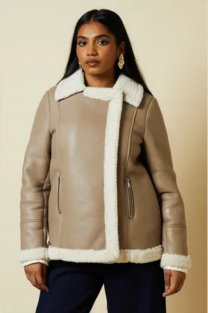 Dorothy Perkins Petite Faux Leather Longline Aviator Jacket