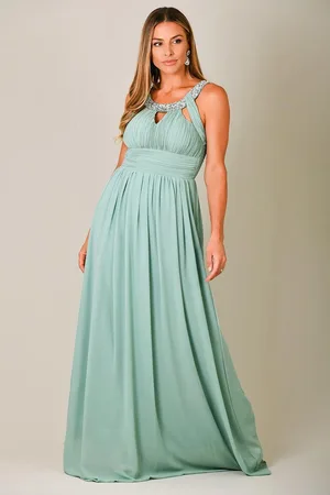 Krisp Diamante Neck Chiffon Maxi Dress