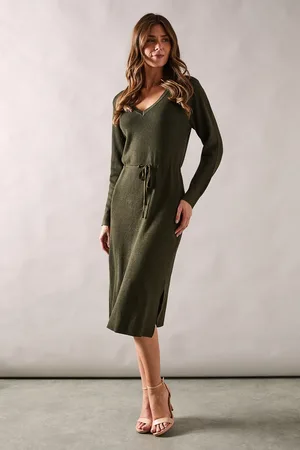 wallis Tie Rib Knitted Midi Dress
