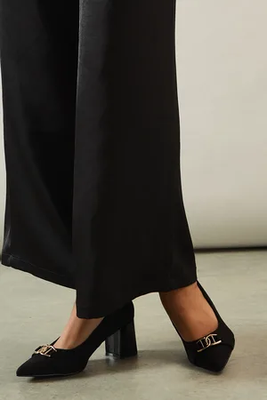wallis Wide Fit Darcy Pointed Trim Detail Block Heel Courts
