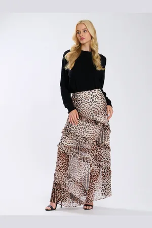 Finding Friday Leopard Frill Midi Skirt