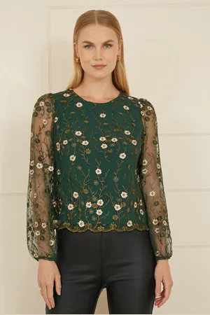 Yumi Floral Embroidered Long Sleeve Top