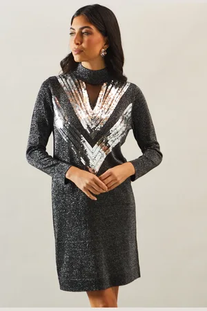 wallis Premium Embellished Sequin Mesh Knitted Tunic Dress