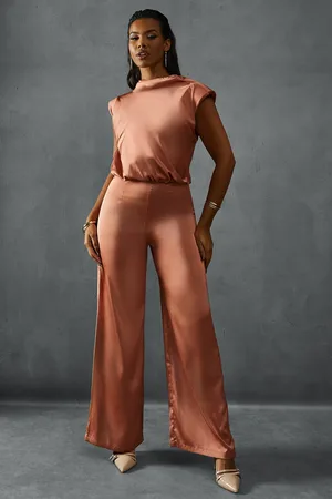 MissPap Premium Satin Sleeveless Cowl Back Jumpsuit