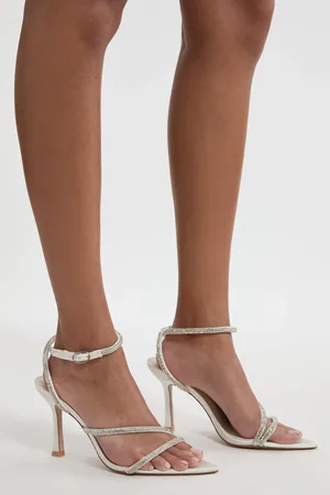 Karen Millen Leather Diamante Detail Strappy Heel