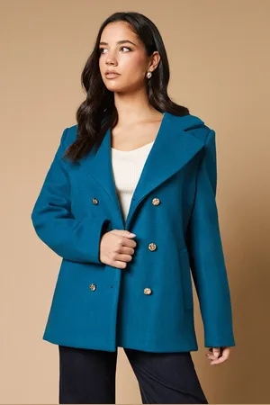 Oasis Button Detail Double Breasted Peacoat