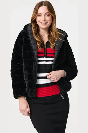 Izabel London Reversible Faux Fur Hooded Puffer Jacket
