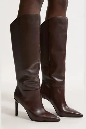 Karen Millen Leather Pointed High Heel Western Boot