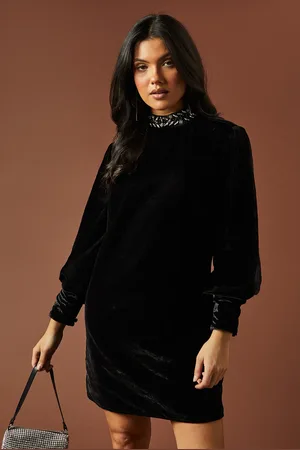 Oasis Occasion Velvet Diamante Trim Swing Dress