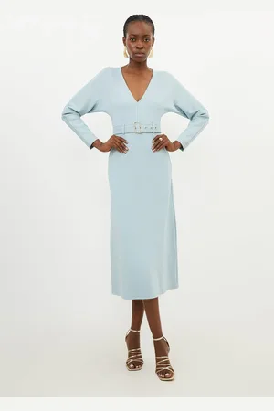Karen Millen Ponte Belted Maxi Dress