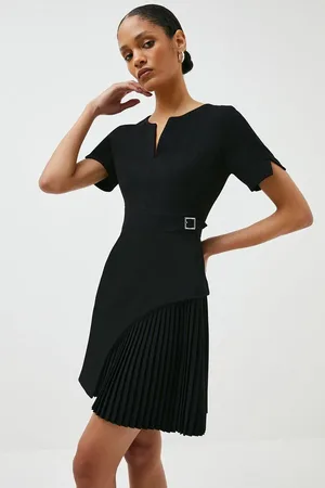 Karen Millen Tailored Military Pleat Short Sleeve Mini Dress