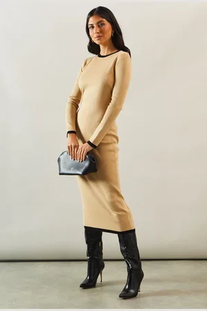 wallis Plain Tipped Knitted Midi Dress