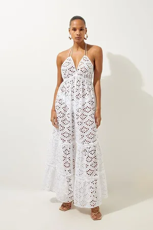 Karen Millen Tiered Broderie Maxi Beach Dress