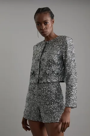 Karen Millen Tailored Sequin Cropped Blazer