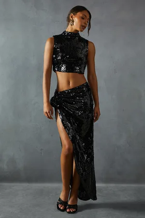 MissPap Sequin Top & Split Leg Maxi Skirt Co Ord