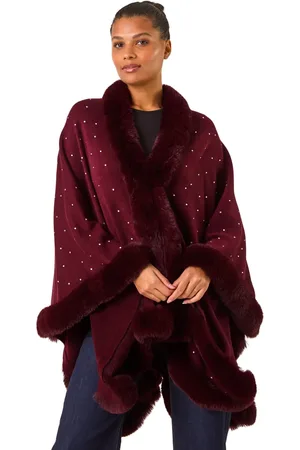 Roman Hotfix Faux Fur Trim Cape