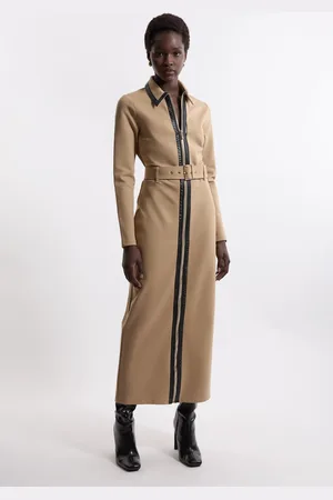 Karen Millen Ponte And Pu Mix Maxi Dress