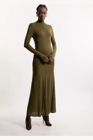 Karen Millen Wool Tencel Full Skirted Maxi Knit Dress