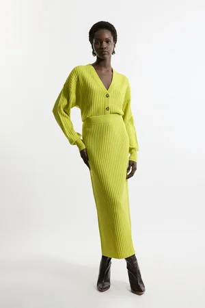 Karen Millen Wool Blend Rib Knit Maxi Skirt