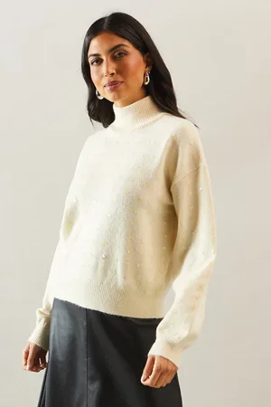 wallis Sequin Polkadot High Neck Jumper