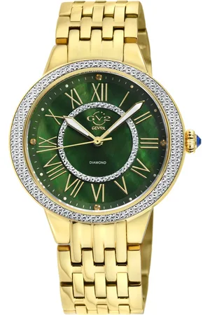 GV2 by Gevril Astor II Green MOP Dial IPYG Swiss Quartz Diamond Watch