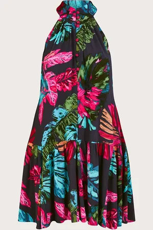 Monsoon Bria Palm Print Halter Dress