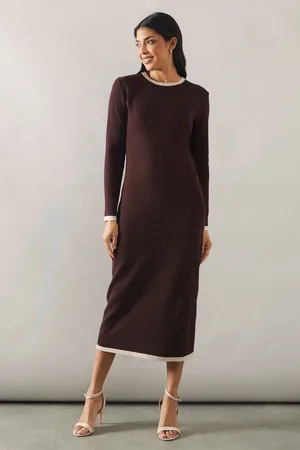 wallis Plain Tipped Knitted Midi Dress