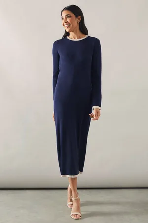 wallis Plain Tipped Knitted Midi Dress