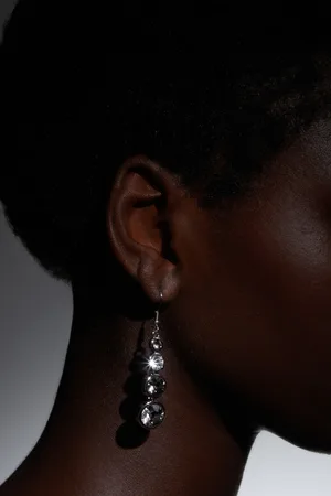 Karen Millen Hand Set European Crystal Teardrop Earrings