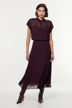 Karen Millen Tall Viscose Georgette Godet Detail Woven Maxi Skirt