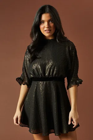 Oasis Occasion Glitter High Neck Mini Dress