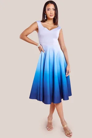 Goddiva Ombre Scuba Foam Bardot A Line Midi Dress