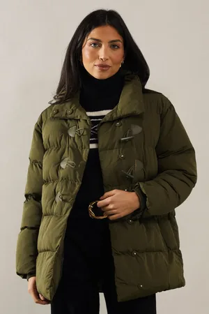wallis Funnel Neck Tie Detail Padded Coat