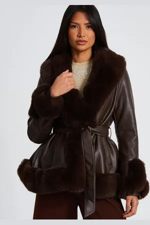 Quiz Faux Leather Belted Jacket