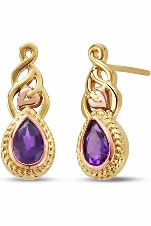 Clogau Royal 9ct Solid Gold Delphinium Earrings with Amethysts