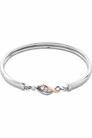 Clogau Past Present Future Sterling Silver Bangle with Topaz