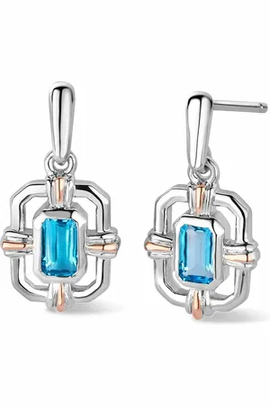 Clogau Royal Sterling Silver Gateways Stud Earrings with Swiss Blue Topaz