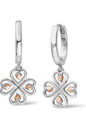 Clogau Tree of Life Sterling Silver Heart Drop-Hoop Earrings