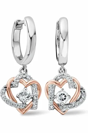Clogau Forever Yours Sterling Silver Heart Drop Earrings with Topaz