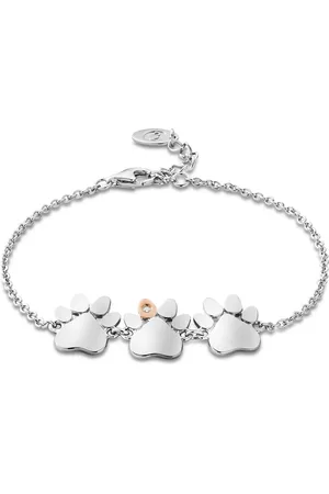 Clogau Paw Prints Sterling Silver Triple-Paw Bracelet with Topaz