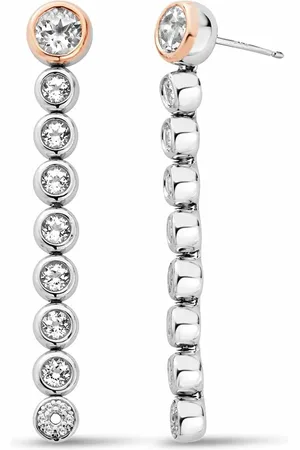 Clogau Celebration Sterling Silver Drop-Hoop Earrings with Topaz