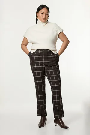 Karen Millen Plus Size Check Straight Leg Tailored Trouser