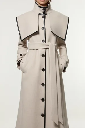 Karen Millen Premium Italian Wool Storm Flap Belted Tailored Midaxi Coat