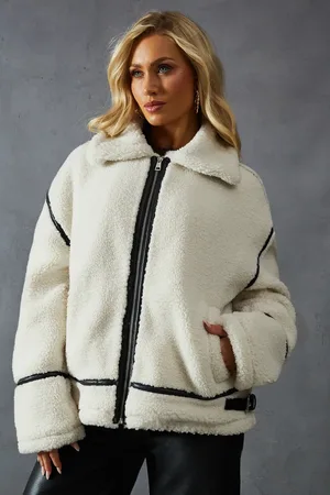 MissPap Teddy Faux Fur Aviator Jacket