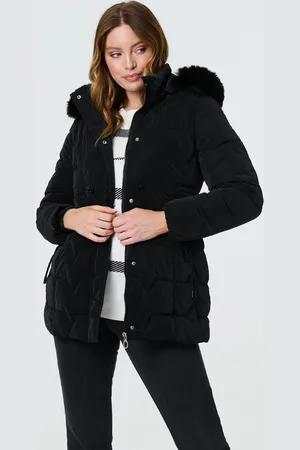 Izabel London Faux Fur Padded Zip-Up Hooded Jacket