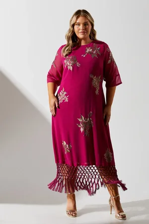 Coast Plus Fringe Hem Embellished Shift Dress
