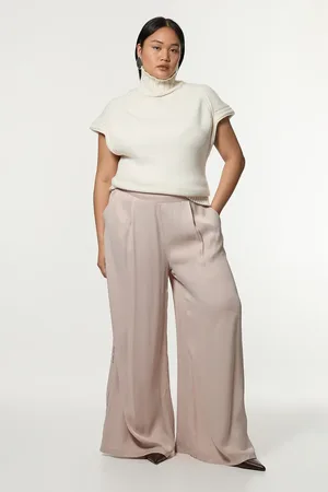 Karen Millen Plus Size Viscose Satin Wide Leg Woven Trouser