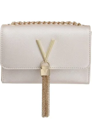 VALENTINO Divina Saffiano Crossbody Bag Platinum